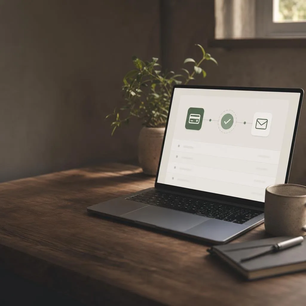 Dashboard showing connected payment and email integrations